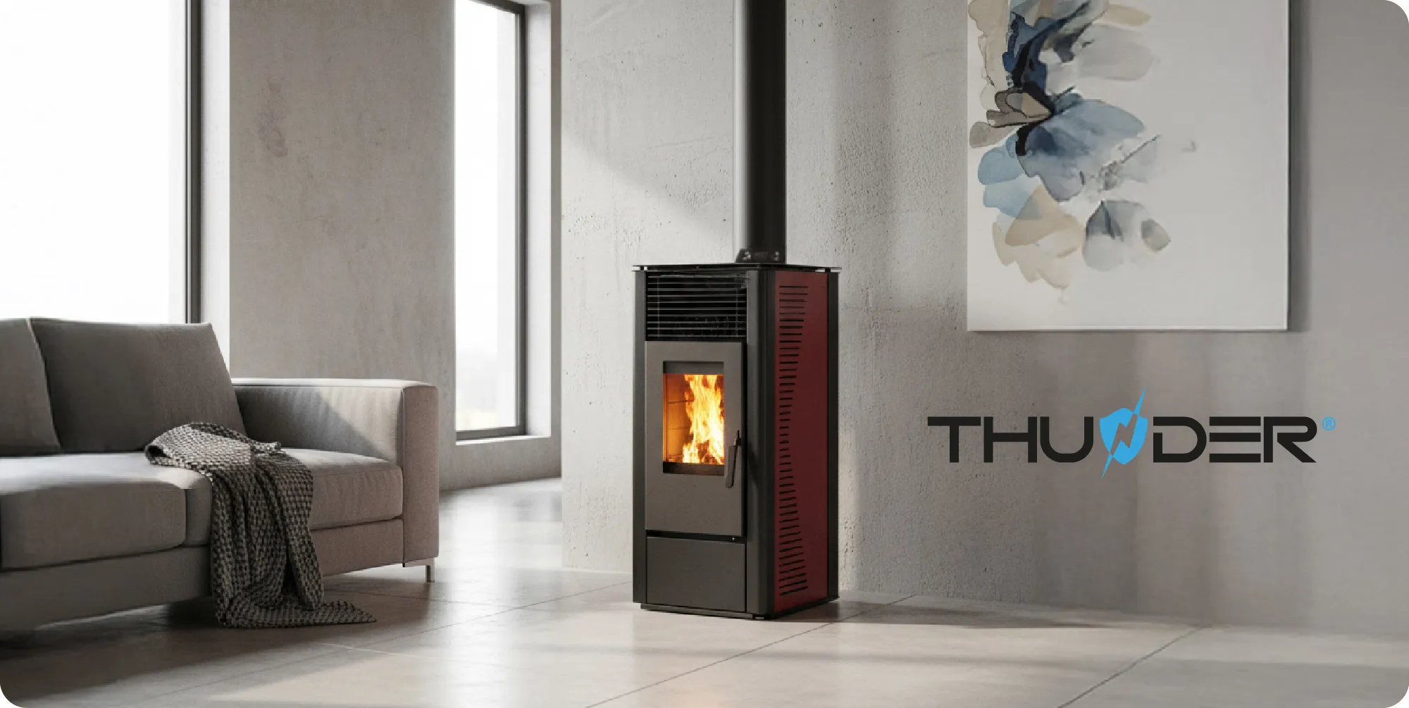 Piec na pellet wolnostojący 12kW – THUNDER ARIA-BLACK