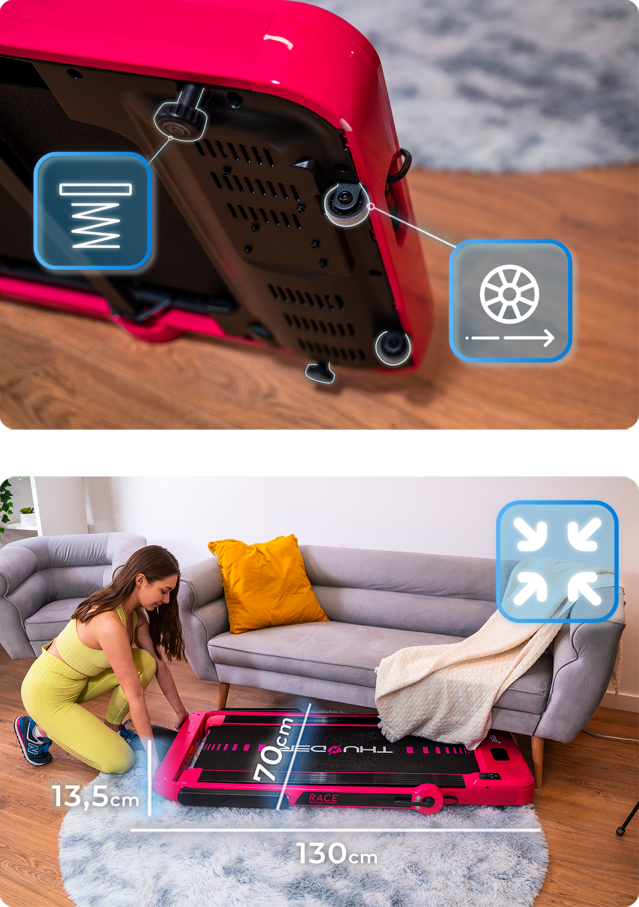 Κοντινό πλάνο στον ιμάντα του διαδρόμου και την ανάρτηση