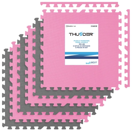Παζλ ασκήσεων ροζ-γκρι 60x60cm THUNDER