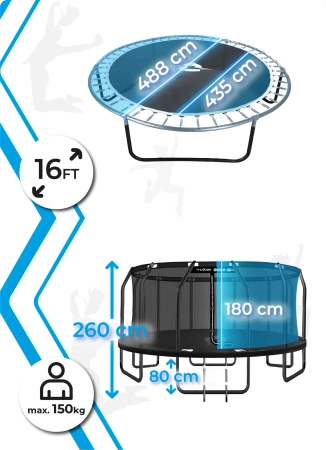 THUNDER INSIDE ELITE 16FT τραμπολίνο (488 cm) ΜΑΥΡΟ