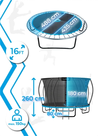 THUNDER INSIDE ULTRA 16FT (488 cm) ΜΠΛΕ τραμπολίνο