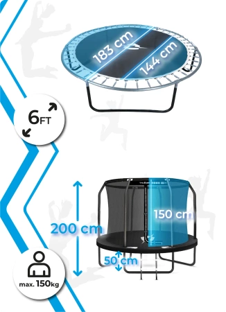 THUNDER INSIDE ELITE 6FT τραμπολίνο (183 cm) ΜΑΥΡΟ