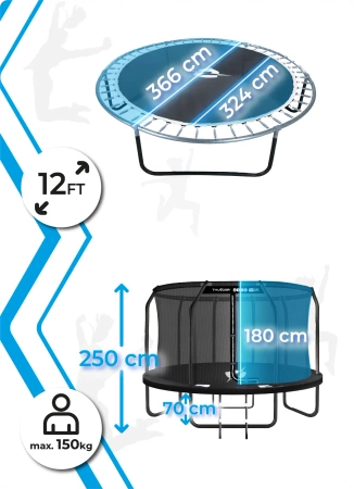 THUNDER INSIDE ELITE 12FT τραμπολίνο (366 cm) ΜΑΥΡΟ